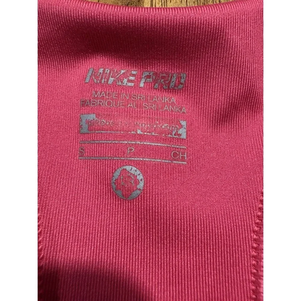 NIKE‎ Dri-Fit Sports Bra Size Small Magenta Pink Blue Swoosh Gym Running Outdoor
